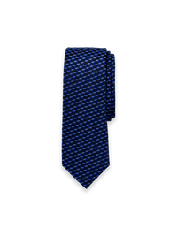 Geometric Woven Silk Tie - Navy