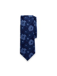 Floral Woven Silk Tie - Navy