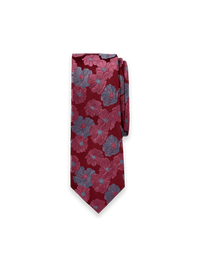 Floral Woven Silk Tie - Burgundy