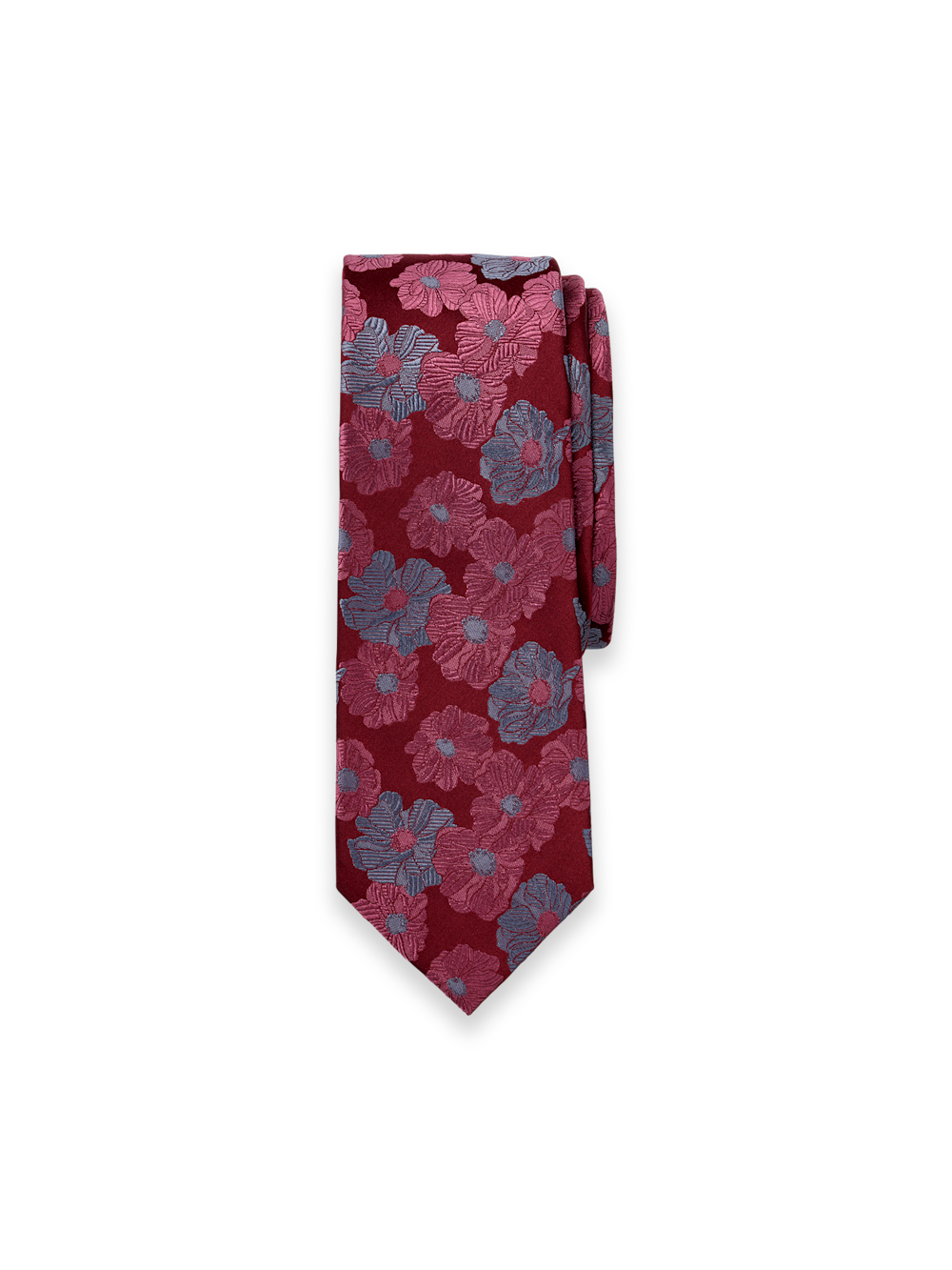 Floral Woven Silk Tie - Burgundy – Paul Fredrick