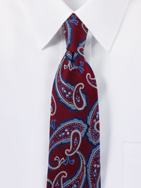 Paisley Woven Silk Tie - Red/Navy