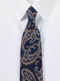 Paisley Woven Silk Tie - Blue/Tan