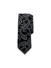 Paisley Woven Silk Tie - Black / White
