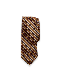 Stripe Woven Silk Tie - Gold/Brown