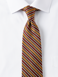 Stripe Woven Silk Tie - Gold/Brown