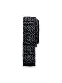 Snowflake Knit Wool Tie - Black/Grey