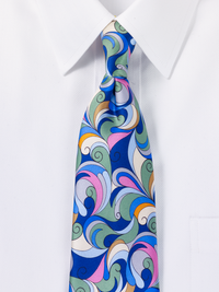 Deco Italian Printed Silk Tie - Green Multi