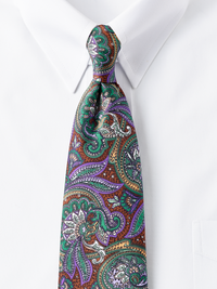 Medallion Italian Printed Silk Tie - Brown Multi