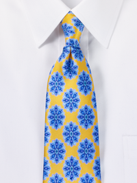 Floral Italian Printed Silk Tie - Yellow/Blue