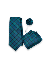 Blackwatch Woven Silk Tie Gift Set - Green/Blue