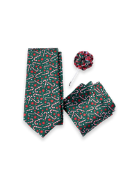 Candycane Woven Silk Tie Gift Set - Green/Red