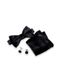 Velvet Pre-Tied Bow Tie Gift Set - Black
