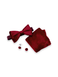 Velvet Pre-Tied Bow Tie Gift Set - Red