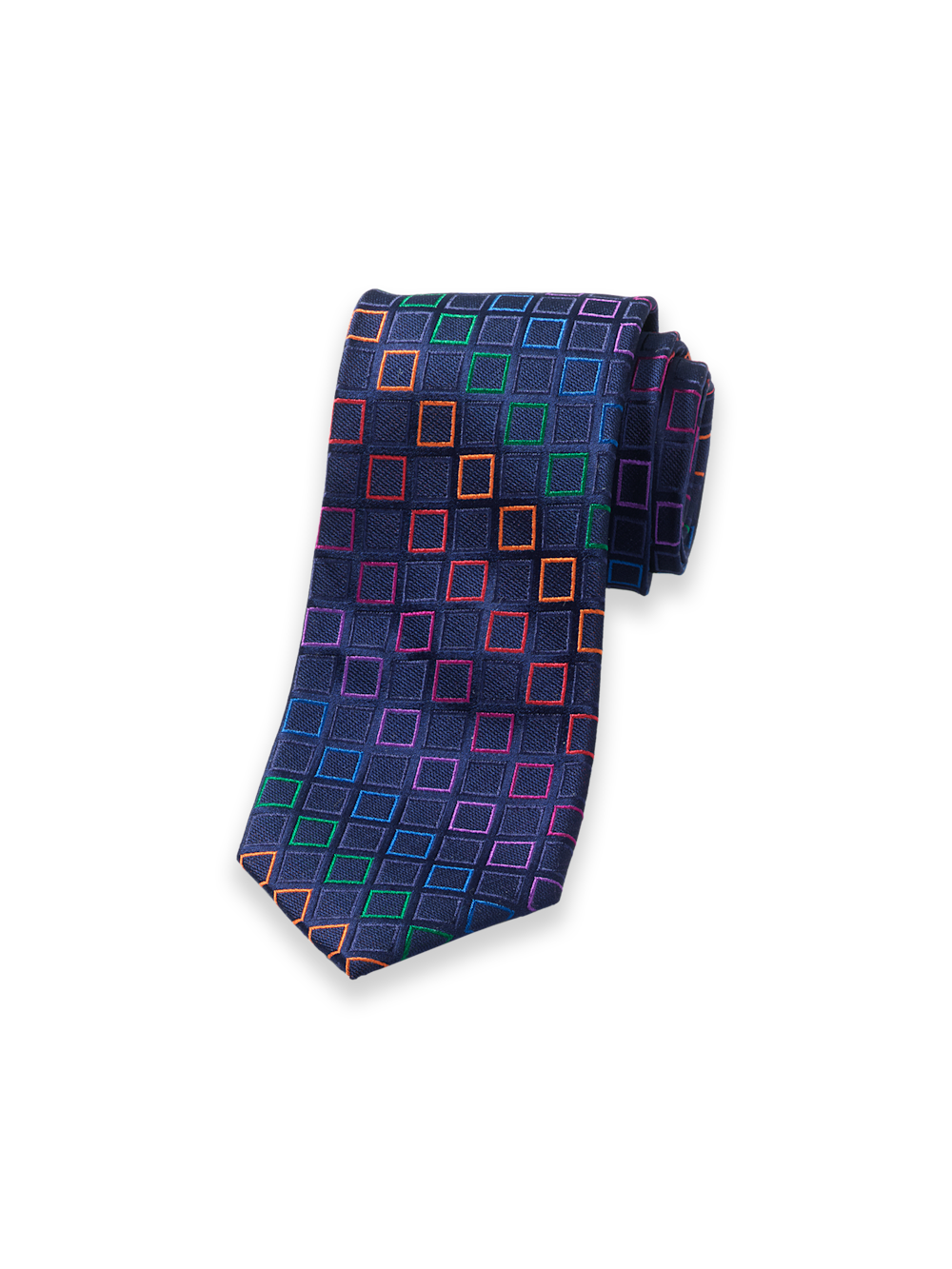 Product Image of Geometric Woven Silk Tie-Navy Multi