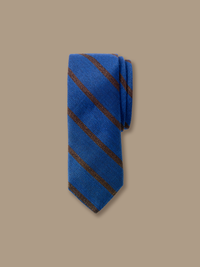Bar Stripe Tie - Royal Blue/Brown