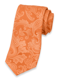 Paisley Woven Silk Tie - Orange