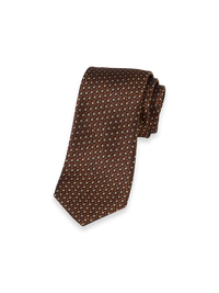Geometric Woven Silk Tie - Brown