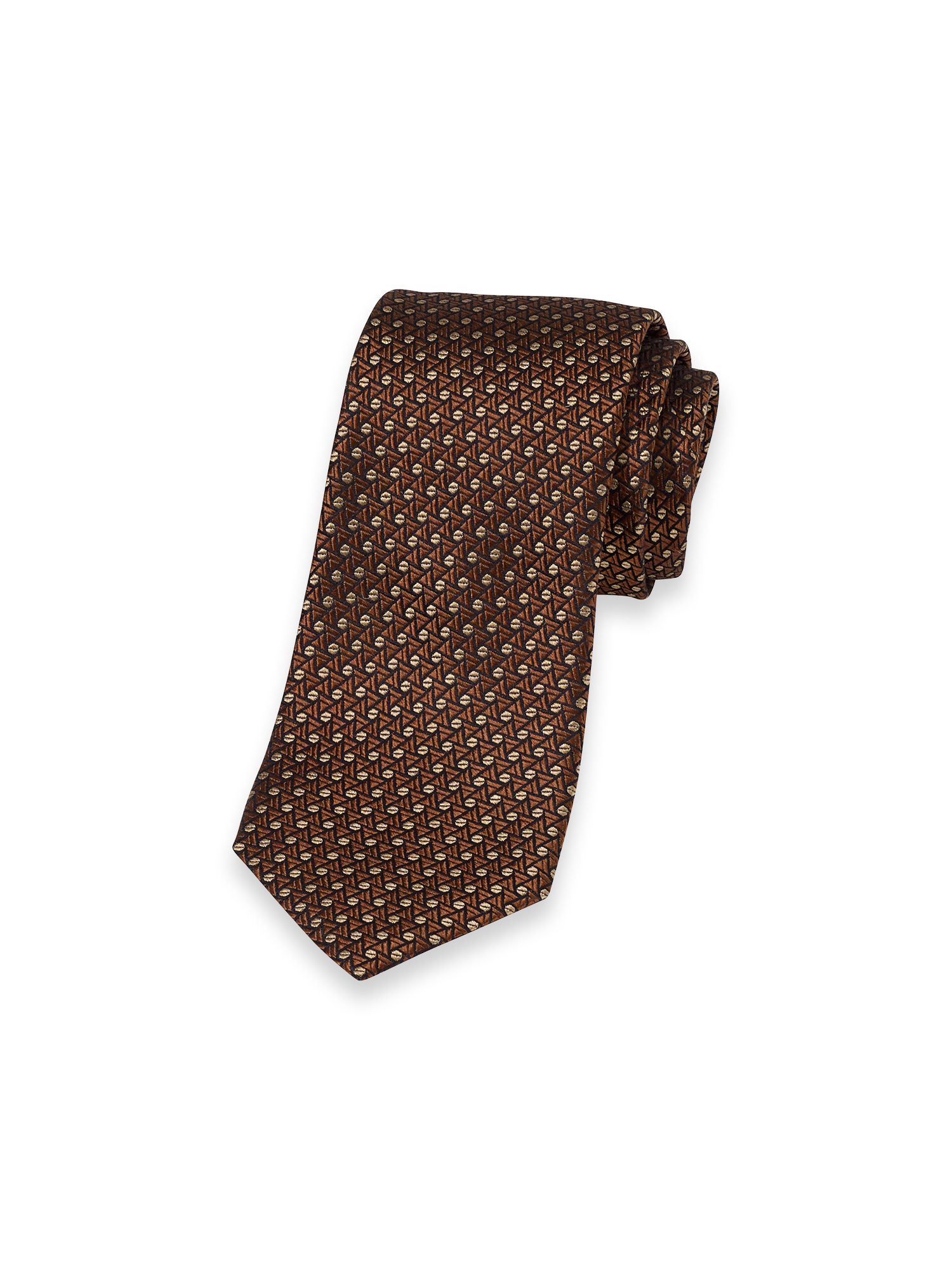 Geometric Woven Silk Tie - Brown