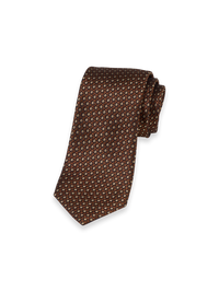 Geometric Woven Silk Tie - Brown