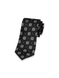 Medallion Woven Silk Tie - Black