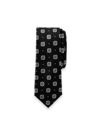 Medallion Woven Silk Tie - Black