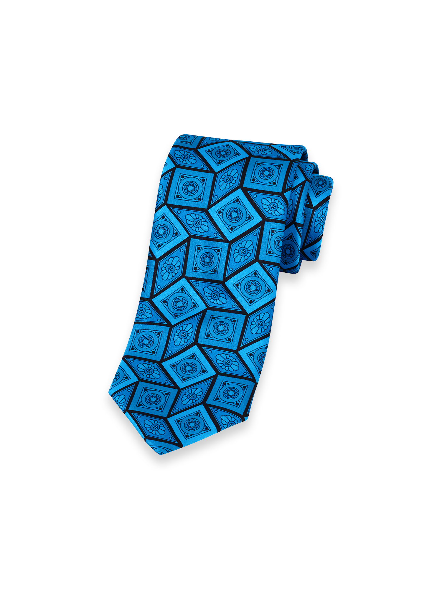Medallion Woven Silk Tie - Teal
