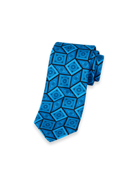 Medallion Woven Silk Tie - Teal