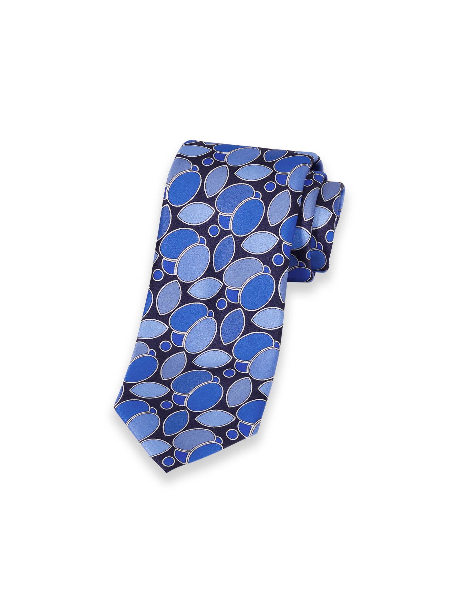 Medallion Printed Italian Silk Tie - Blue
