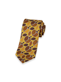Medallion Printed Italian Silk Tie - Gold