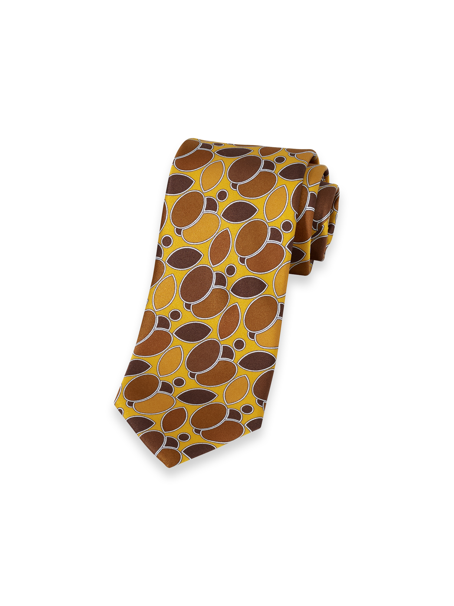 Medallion Printed Italian Silk Tie - Gold