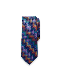 Herringbone Woven Silk Tie - Purple Multi