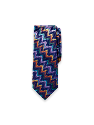 Herringbone Woven Silk Tie - Purple Multi