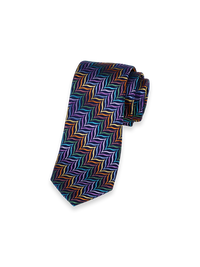 Herringbone Woven Silk Tie - Purple Multi