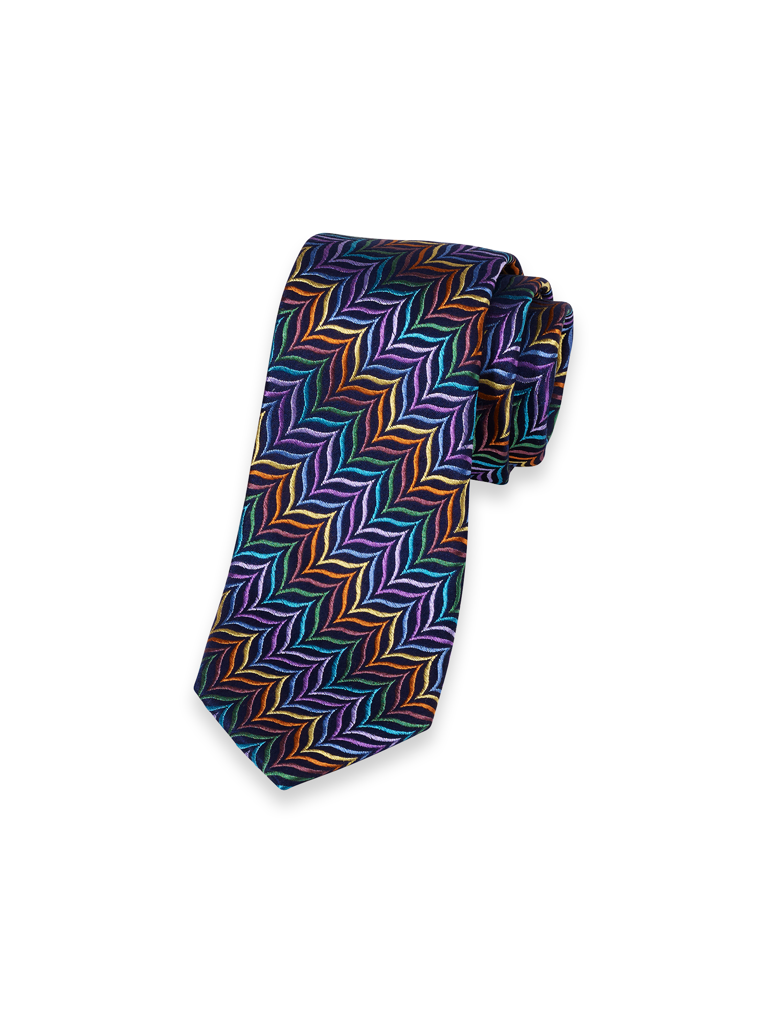 Herringbone Woven Silk Tie - Purple Multi