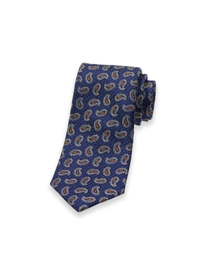 Paisley Woven Silk Tie - Blue/rust