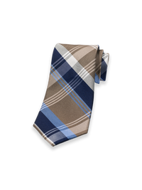 Plaid Woven Silk Tie - Gold/blue