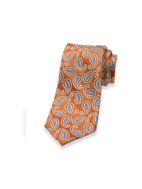 Paisley Woven Silk Tie - Orange/blue