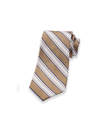 Stripe Woven Silk Tie - Gold/white