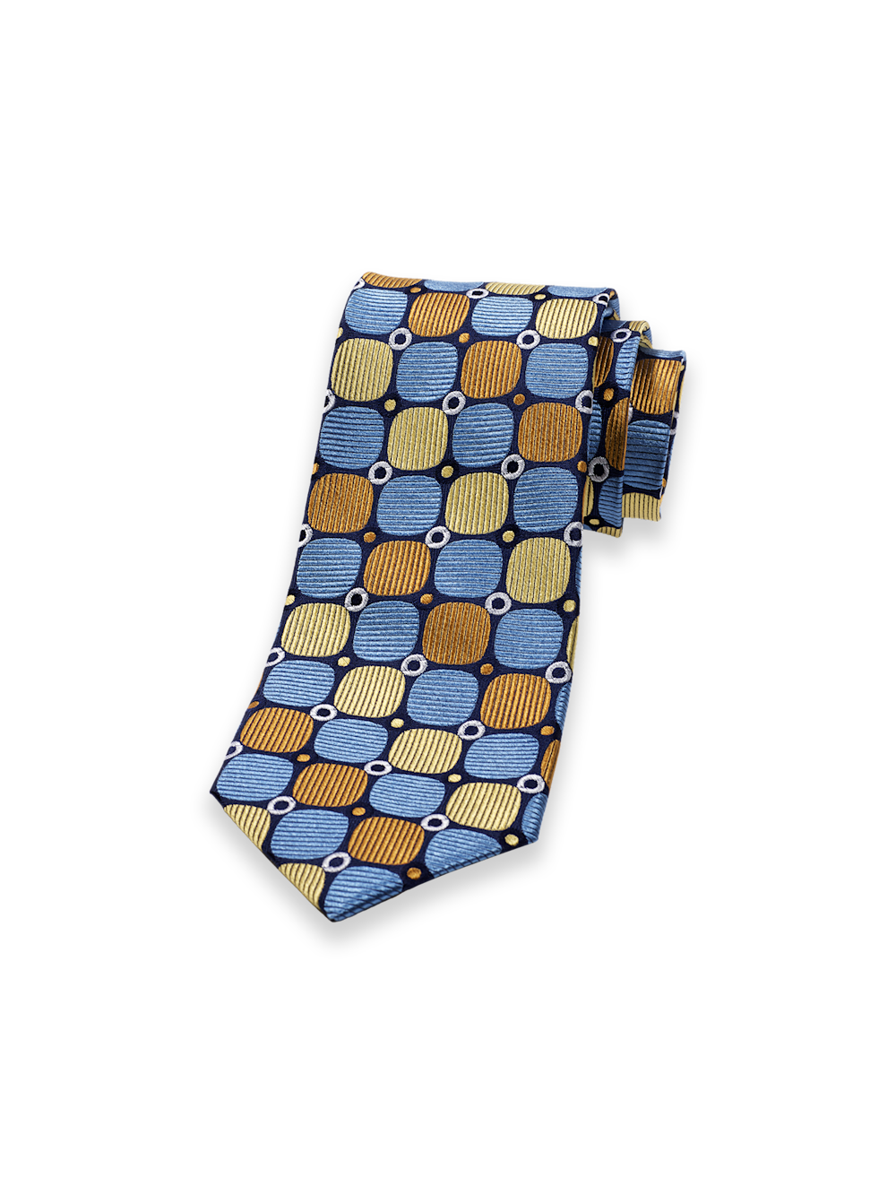 Product Image of Geometric Woven Silk Tie-Blue Multi