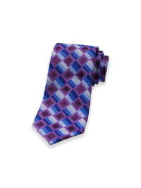 Geometric Woven Silk Tie - Purple/blue