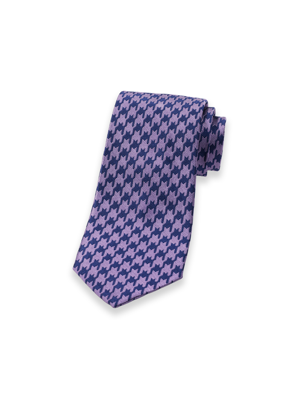 Product Image of Houndstooth Woven Silk Tie-Purple/Navy