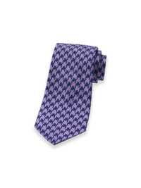 Houndstooth Woven Silk Tie - Purple/navy