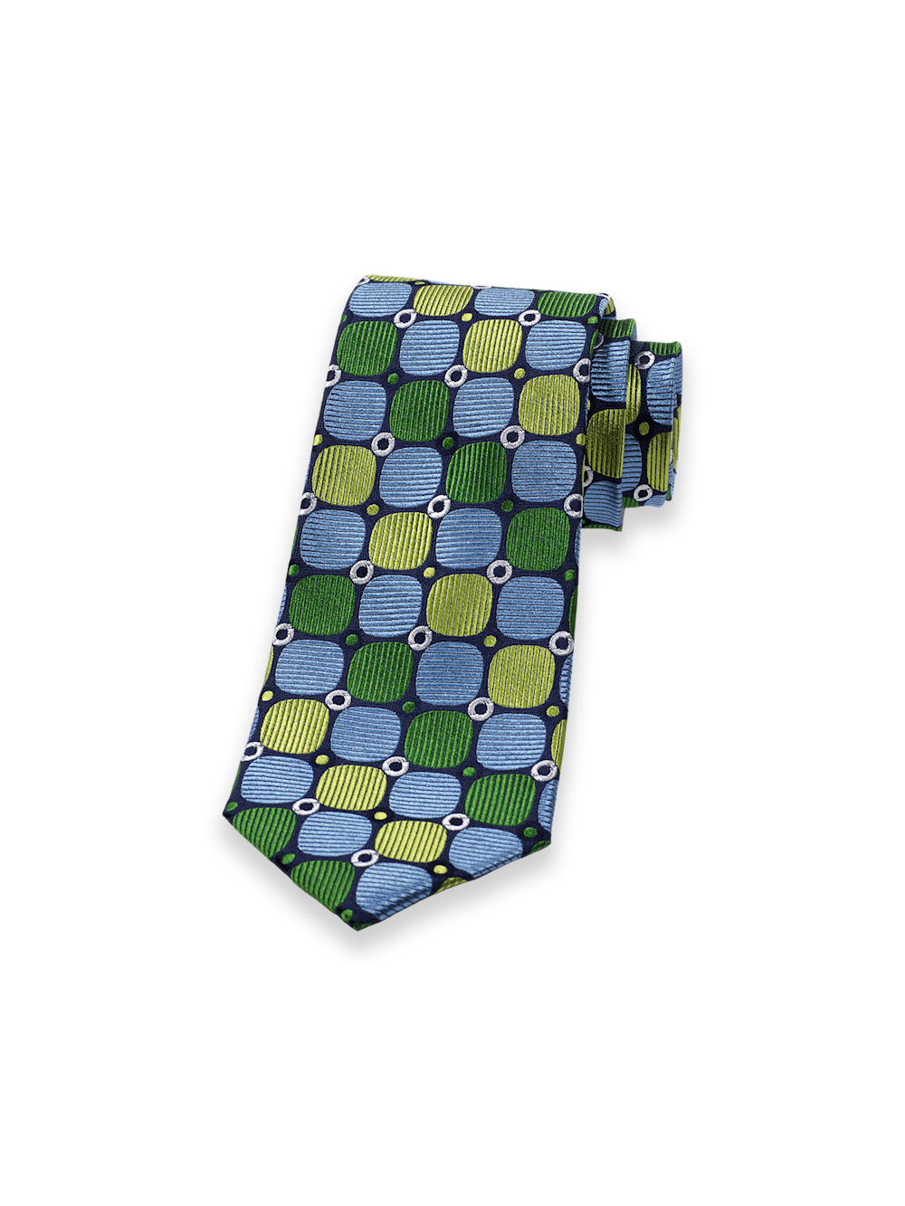 Product Image of Geometric Woven Silk Tie-Green Multi
