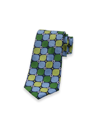 Geometric Woven Silk Tie - Green Multi