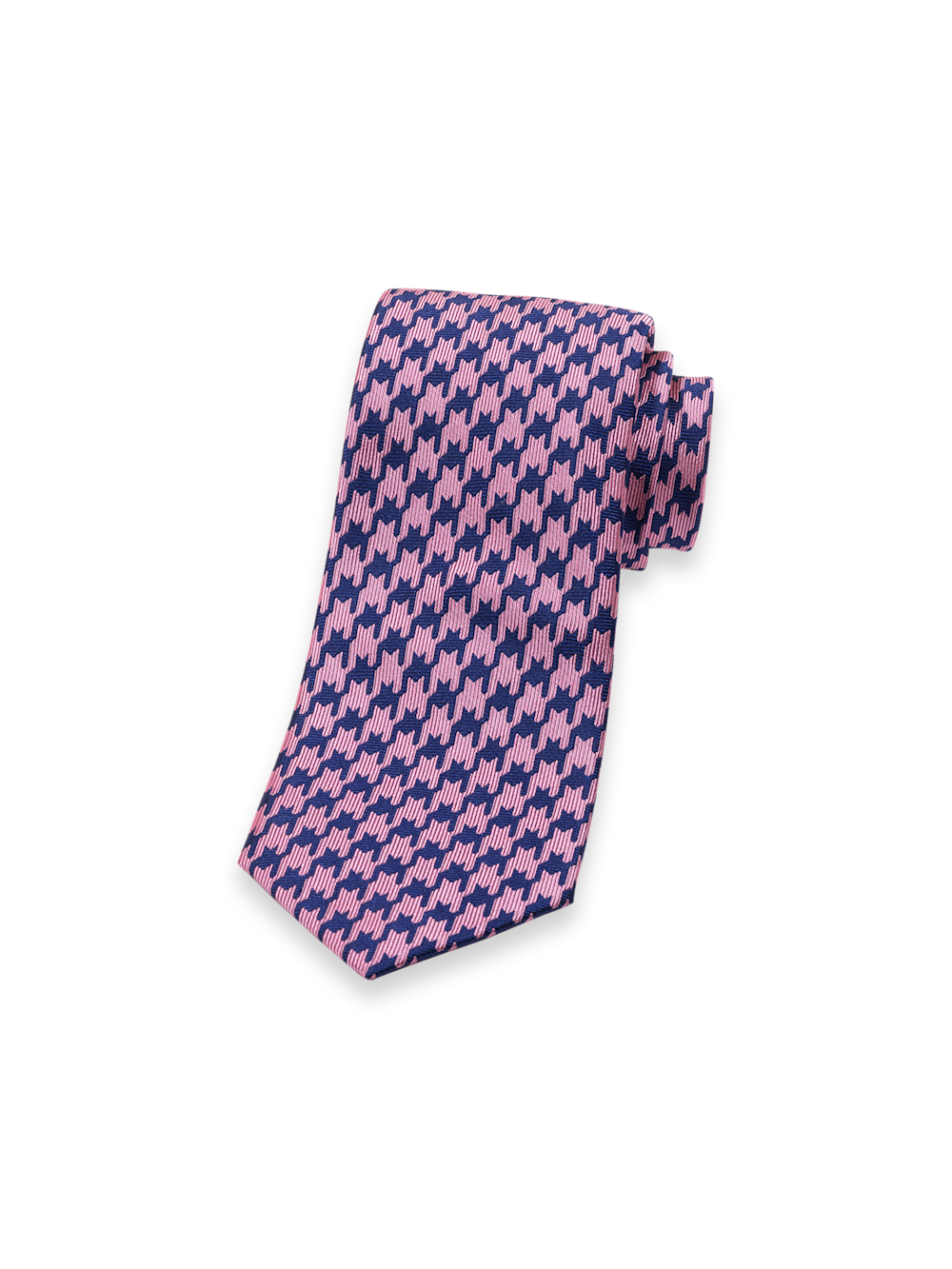 Product Image of Houndstooth Woven Silk Tie-Pink/Navy