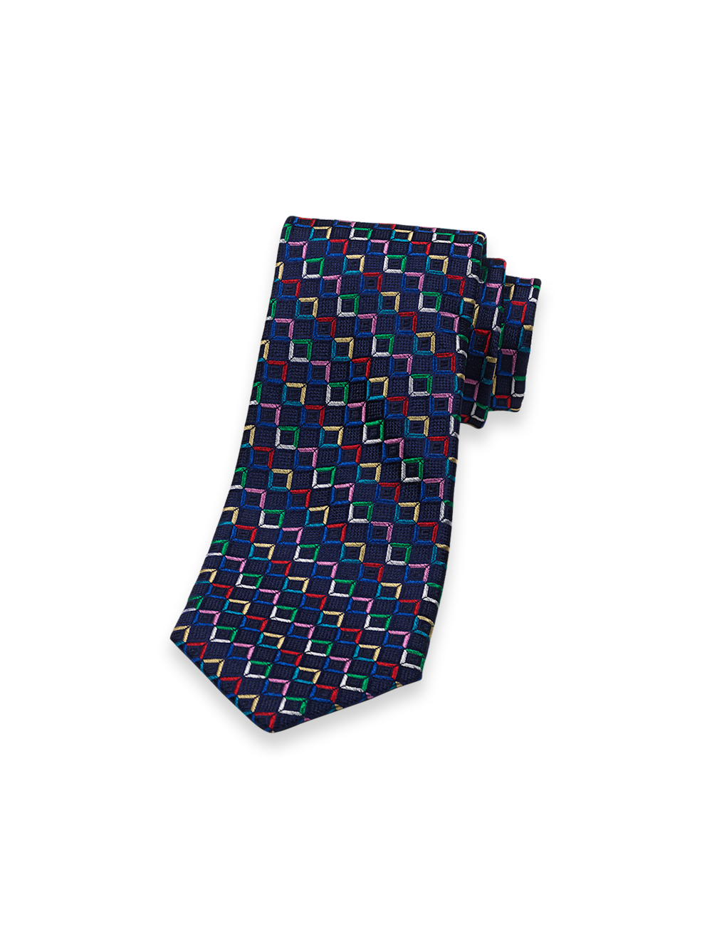 Product Image of Geometric Woven Silk Tie-Navy Multi