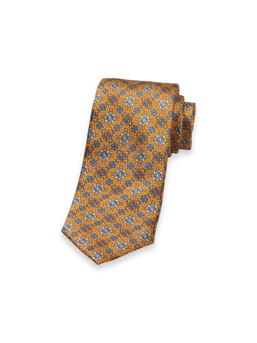 Product Image of Medallion Italian Printed Silk Tie-Orange Multi