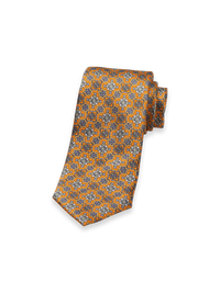 Medallion Italian Printed Silk Tie - Orange Multi