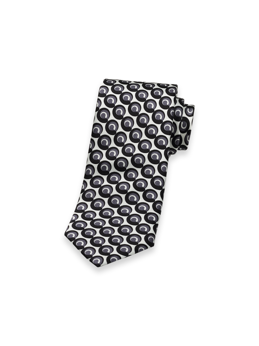 Product Image of Circles Italian Printed Silk Tie-Black/White