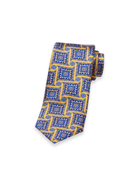Geometric Italian Printed Silk Tie - Yellow Multi